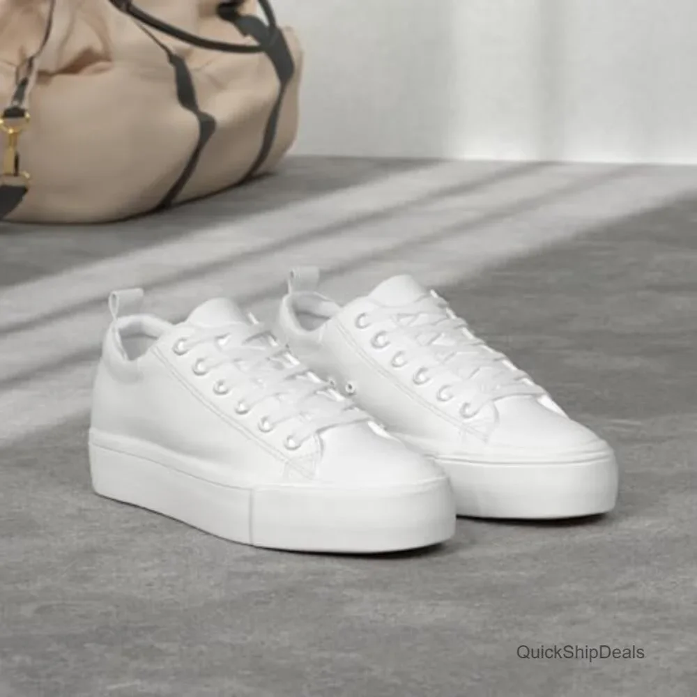 PU Leather Platform Sneakers with Non-Slip Sole for Walking - Picture 3 of 7